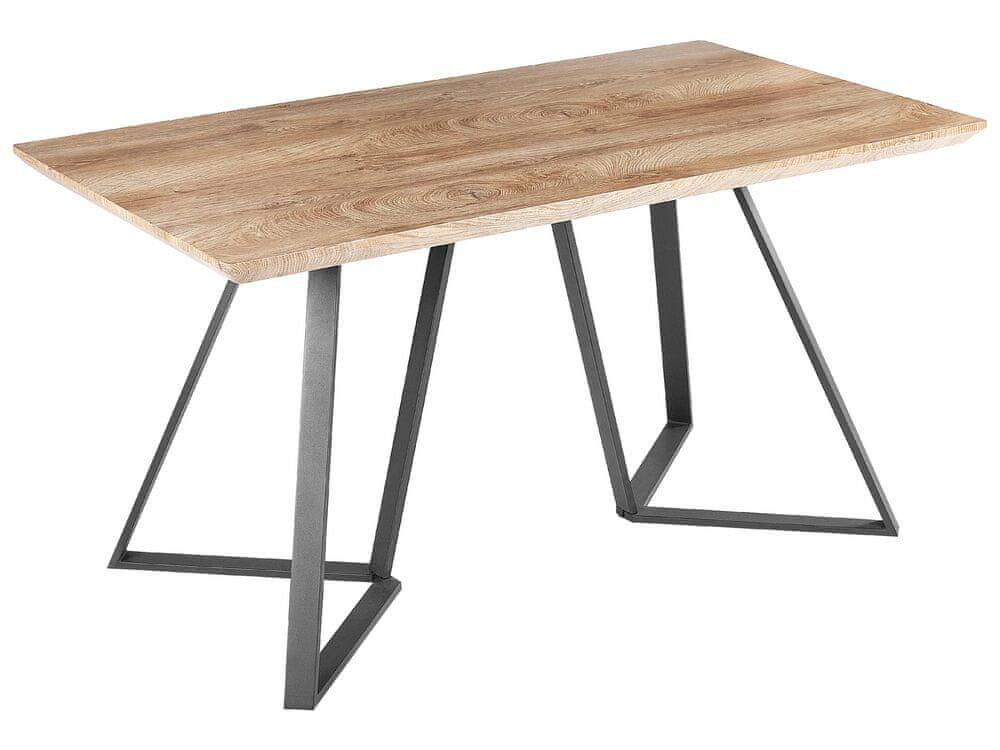 Beliani Jedálenský stôl 140 x 80 cm svetlé drevo/čierna UPTON